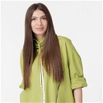 Bluza tunica cu colt, guler inalt si fermoar oblic, verde, Shopika