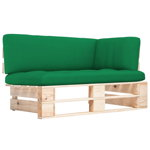 Canapea de gradina din paleti, vidaXL, coltar, 110 x 65 x 55, lemn de pin tratat, Verde