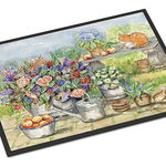 Caroline`s Treasures Patio Buchet și Cat Door Mat, covor interior sau în aer liber Bine ati venit Mat 18x27 Doormat Multicolore 27L x 18W, 