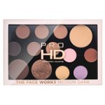 Makeup Revolution Pro HD Amplified Palette The Face Works - Medium Dark paleta pentru fata multifunctionala 15 g, Makeup Revolution