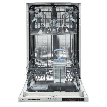 Masina de spalat vase incorporabila Heinner HDW-BI4505IE++, 10 Seturi, 5 programe, Clasa E, Half load, Aquastop, 45 cm