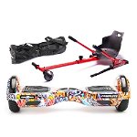 PACHET SPECIAL Hoverboard Scooter electric Freewheel Complete Graffiti blue + Hoverseat Kart Kit - Geanta Cadou