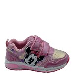 Walt Disney, Pantofi sport cu velcro si imprimeu Minnie Mouse, Auriu/Roz