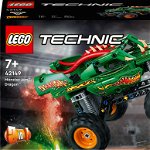 : LEGO Technic Monster Jam™ Dragon™ (42149) este o mașină de jucărie impresionantă care reproduce perfect brutăția și puterea camioanelor Monster Jam. Cu piese LEGO Technic, vei putea construi un monstru cu ​​foarte multe detalii, inclusiv aripile ș, LEGO
