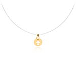 Colier cu fir transparent si banut cu cruce decupata din AUR 14K, 