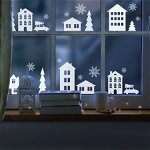 Decoratie pentru fereastra de Craciun cu peisaj de iarna, 37.5 x 27 cm