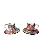 Set cafea turceasca, EHA, pictat manual, 4 piese, ceramica, Multicolor
