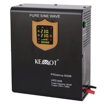 UPS pentru centrale termice, cu Sinusoida PURA, 500W, pentru baterii de 12V, Kemo ProSinus, URZ3409, Kemot