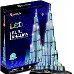 Puzzle 3D CubicFun, Burj Khalifa cu LED, 136 piese, Cubicfun