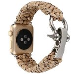 Curea iUni compatibila cu Apple Watch 1/2/3/4/5/6, 44mm, Elastic Paracord, Rugged Nylon Rope, Cream