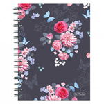 Caiet scolar cu spirală, pătrățele, motiv ladylike flowers Herlitz A5, 100 file, Herlitz