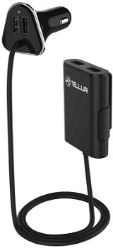 Incarcator auto Tellur TLL151141, 4x USB, 2.4A (Negru), Tellur