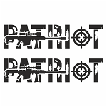 Set 2 stickere cu pusca Patriot pentru masini 4 x 4, Priti Global, geam sau portbagaj, Negru, 47 x 12 cm, PRITI GLOBAL