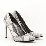 Pantofi dama cu print reptila B-198-2 02 Argintii, SOFILINE