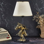 Lampa de masa, FullHouse, 390FLH1932, Baza din lemn, Aur / Bej, FullHouse