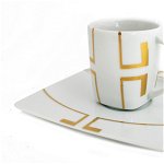 EYE model geometric AUR Serviciu ceai portelan decor aur 6 persoane 160 ml , 1