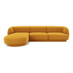 Coltar stanga 4 locuri, Miley, Micadoni Home, BL, 259x155x74 cm, catifea, galben, Micadoni Home