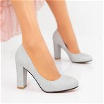 Pantofi, culoare Argintiu, material Glitter - cod: P10071, Gloss