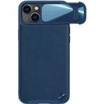CamShield Leather S Husa iPhone 14 cu capac pentru camera albastru, Nillkin