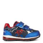 Geox, Pantofi sport din piele ecologica cu imprimeu cu Spider-Man, Rosu, Albastru inchis, 27 EU