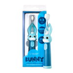 Periuta de dinti electrica Vitammy Bunny Blue, pentru copii 0-3 ani, cu lumina LED si efecte sonore, 24.000 de miscari/min, 2 programe de periaj, fibre nano, VITAMMY
