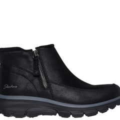 Ghete sport, dama, SKECHERS EASY GOING - INTO FALL 168031-BLK negru, piele ecologica, SKECHERS