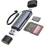 Card reader TECH-PROTECT UltraBoost, micro SD / SD, conectori USB si USB-C, 5Gbps, Gri