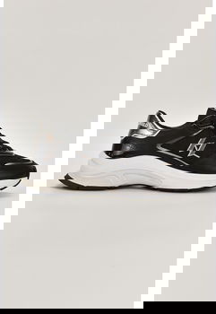 Karl Lagerfeld, Pantofi sport cu insertii de piele, Alb/Argintiu