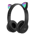 Casti audio wireless urechi de pisica SIKS®, pliabile, Bluetooth versiune 50, leduri interactive RGB, slot card (5949319052896), SIKS