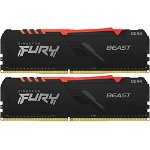 Memorie Kingston FURY Beast RGB, 16GB DDR4, 3600MHz CL17, Dual Channel Kit