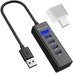 Hub USB 4 porturi USB 3.0 High Speed, 5Gbps, Universal, Negru, Iluminare albastra, OEM