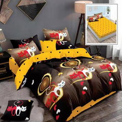 Lenjerie pat dublu Finet Gros 6 piese, NufJoy®, Cearceaf cu elastic pentru saltea 160x200 cm sau 180x200 cm, cearsaf pilota 200x230 cm, 2 fete perna 70x70 cm, 2 fete perna 50x70 cm Black Dream