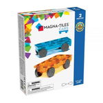 MAGNA-TILES Extensie, 2 masinute Albastru si Portocaliu, Magna-Tiles