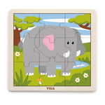 Puzzle din 9 piese mari - elefant, Viga