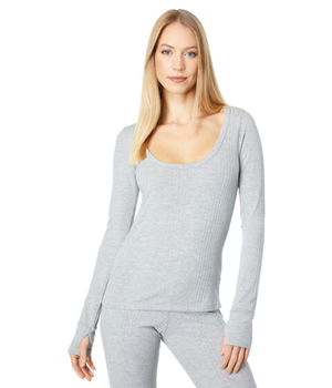 Imbracaminte Femei Michael Lauren Leonard Deep Scoop Neck Top with Thumbhole Heather Grey, Michael Lauren