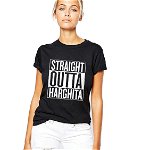 Tricou dama negru - Straight Outta Harghita, L