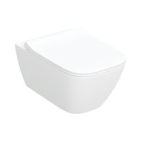 Set vas wc suspendat, Geberit, Smyle Square, rimless, cu capac soft close și quick release, alb, 