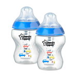 Tommee Tippee Closer To Nature Anti-colic Ollie and Pip biberon pentru sugari Slow Flow 0m+ 2x260 ml, Tommee Tippee