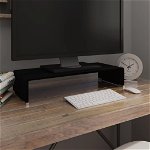 vidaXL Stand TV/suport monitor din sticlă, negru, 60x25x11 cm, vidaXL
