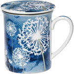 Cana de portelan cu infuzor si capac, 0.3l, Dandelion Blue - Pronat, Pronat