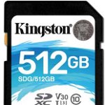 Card de memorie Kingston Canvas Go, SDXC, 512 GB, 90 MB/s Citire, 45 MB/s Scriere, Clasa 10 U3 V30