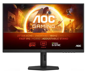 Monitor Gaming AOC 27" IPS QHD 180Hz 1ms 0.5ms HDR10 FlickerFree HA Pivot HDMI DisplayPort Q27G4XF Negru