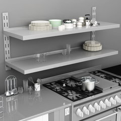 Etajera de perete cu 2 rafturi, VIDAXL, Otel, 150 x 30 cm, 9 Kg, Gri