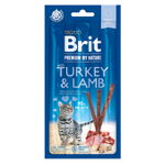 Brit Premium By Nature, recompense fără cereale pisici, batoane, Curcan și Miel, 3buc, Brit
