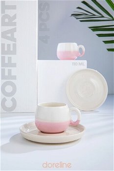 Set cești de cafea, Roz, 7x5x7 cm, Doreline
