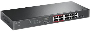 Switch cu 16 porturi PoE+, 192W, 2x SFP, 2x LAN Gigabit, Rackabil, TP-Link, TL-SL1218MP, Tp-Link