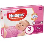 Scutece Ultra Comfort Mega Pack 3 pentru fete 5-9kg, 80 bucati, Huggies , Huggies