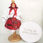 Set Botez Traditional , Costum Traditional Fetite Floral - 2 piese costumas si cutie botez, Ie Traditionala
