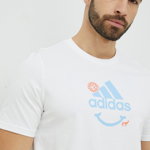 Adidas tricou din bumbac culoarea alb, cu imprimeu, adidas