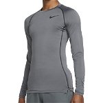 Nike, Bluza tight fit cu tehnologie Dri-FIT pentru fitness Pro, Gri inchis, L